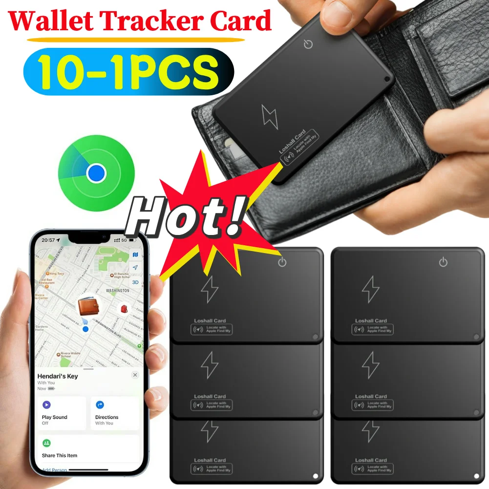 Neue Wireless Charging Tracking Standort Wallet Tracker Karte Bluetooth Wasserdicht GPS Locator Tracker Arbeit mit Apple Find My App Image