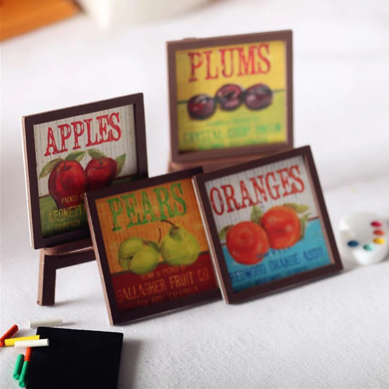 1/12 Puppenhaus Miniatur Vintage Obst Wandbild Wandmalerei Wohnzimmer Schlafzimmer möbel Dekor Spielzeug Puppenhaus Zubehör
