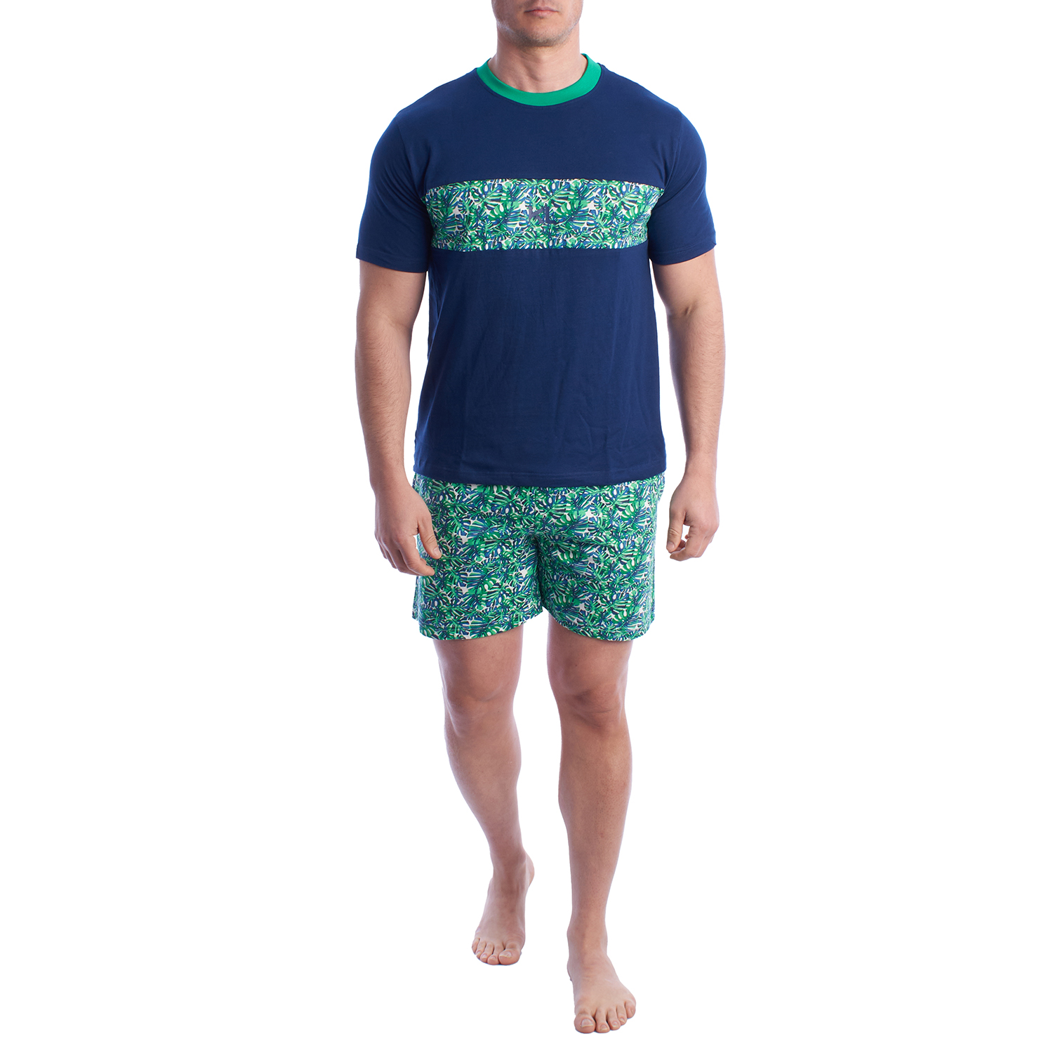 Herren-Pyjama mit kurzen Ärmeln aus 100 % Baumwolle KL30000 Image