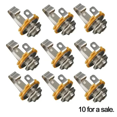 10 Pcs For Electric Guitar / Bass Effect Socket Plug Input Power Outlet Mono Audio 6.35 Mono Jack Socket Nut & Washer