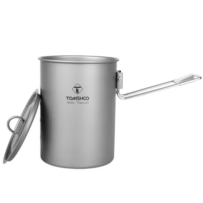 Tomshoo 900ml Titanium Pot W Lid Folding Handle Portable Cookware Outdoor Camping Hiking Picnic