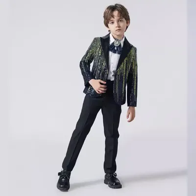 Fringe sequins Child Boy Wedding Suit Teen Kids Elegant Suits For Boy 2-14 years Boys Suits Outfits