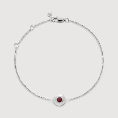 Sterling Silver July Birthstone Chain Bracelet Ruby