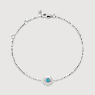 Sterling Silver December Birthstone Chain Bracelet Turquoise