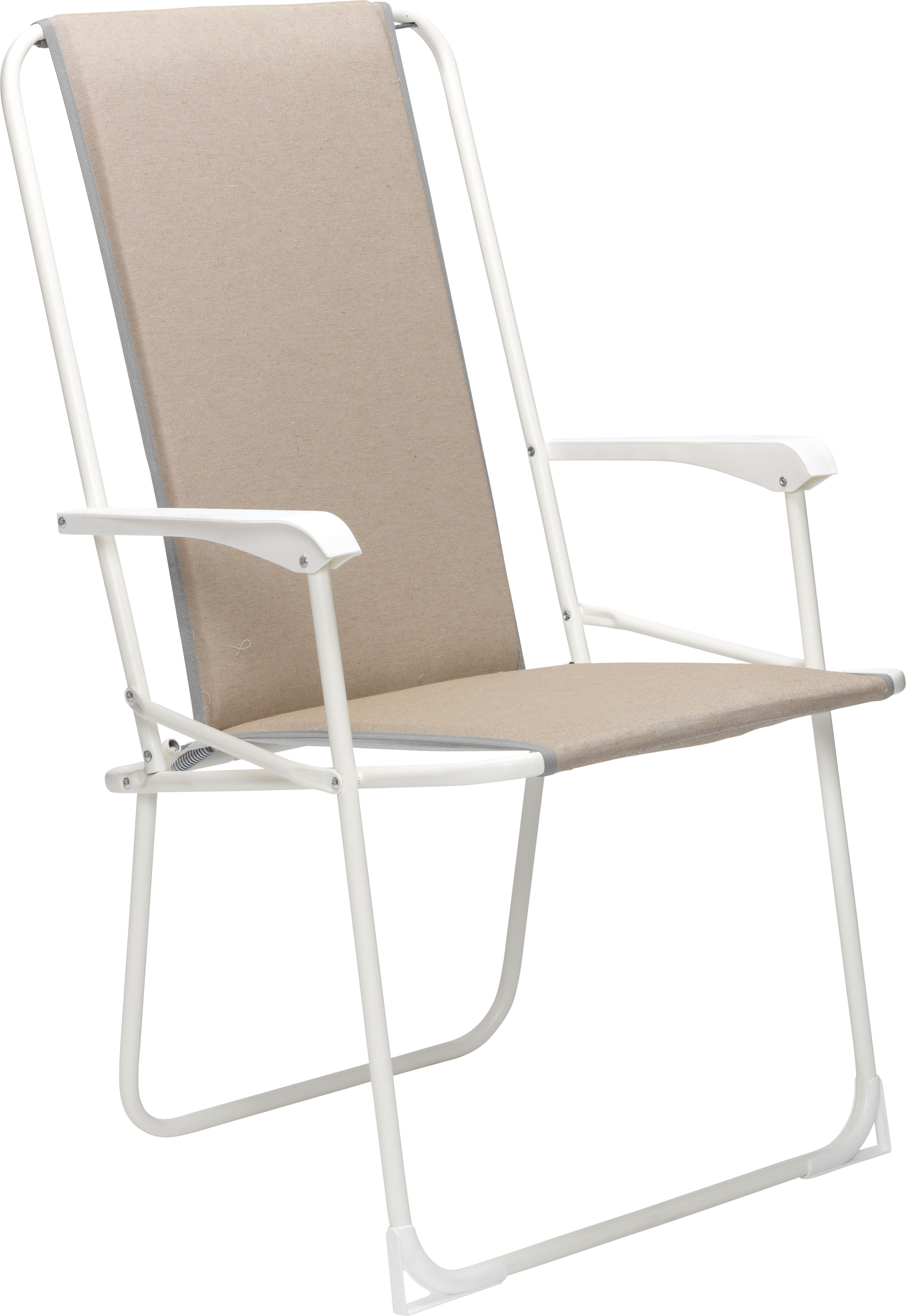 Campingstuhl BEST "Chiemsee", beige (weiß – beige), B:56cm H:93cm T:53cm, Stahl, Stühle, Campingstuhl, Klappstuhl mit hoher Rückenlehne