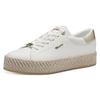 Plateausneaker TAMARIS, Damen, Gr. 40, gold (weiß, goldfarben), Lederimitat, sportlich, Schuhe, Freizeitschuh, Halbschuh, Schnürschuh mit Textilkordel am Plateau