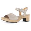 Sandalette GABOR "KRETA", Damen, Gr. 41, beige (beige metallic), Veloursleder, modisch, Schuhe, Blockabsatz, Sommerschuh, Riemchensandale mit Glitterdruck, Weite G
