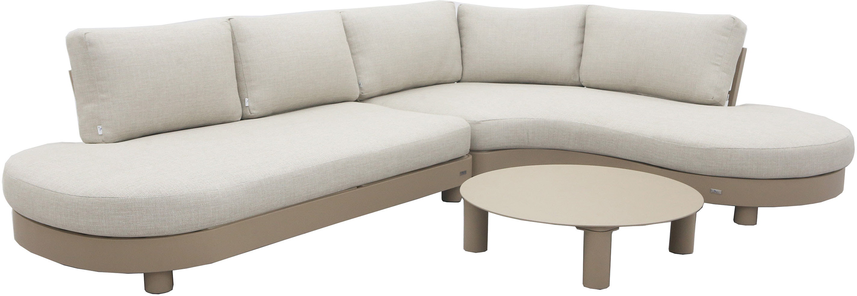 Gartenlounge-Set BEST "Salerno", beige (sandfarben,), B:207cm H:57cm T:116,5cm, Aluminium, Sitzmöbel-Sets, bestehend aus 2 Sitzbänken, 1 Tisch und 7 Kissen Image