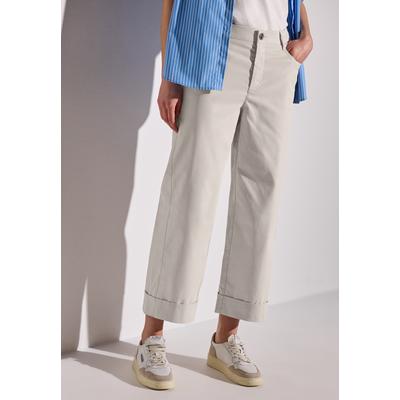 Stoffhose STREET ONE, Damen, Gr. 44, Länge 28, moonstone sand, Stoff, 77% Polyester, 20% Baumwolle, 3% Leinen, unifarben, casual, comfort fit lang, Hosen, High Waist Image