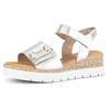 Sandalette GABOR "GENUA", Damen, Gr. 43, silber (silberfarben), Kalbsleder, metallic, modisch, Schuhe, Keilabsatz, Sommerschuh, Sandale mit Klettverschlüssen, Weite G