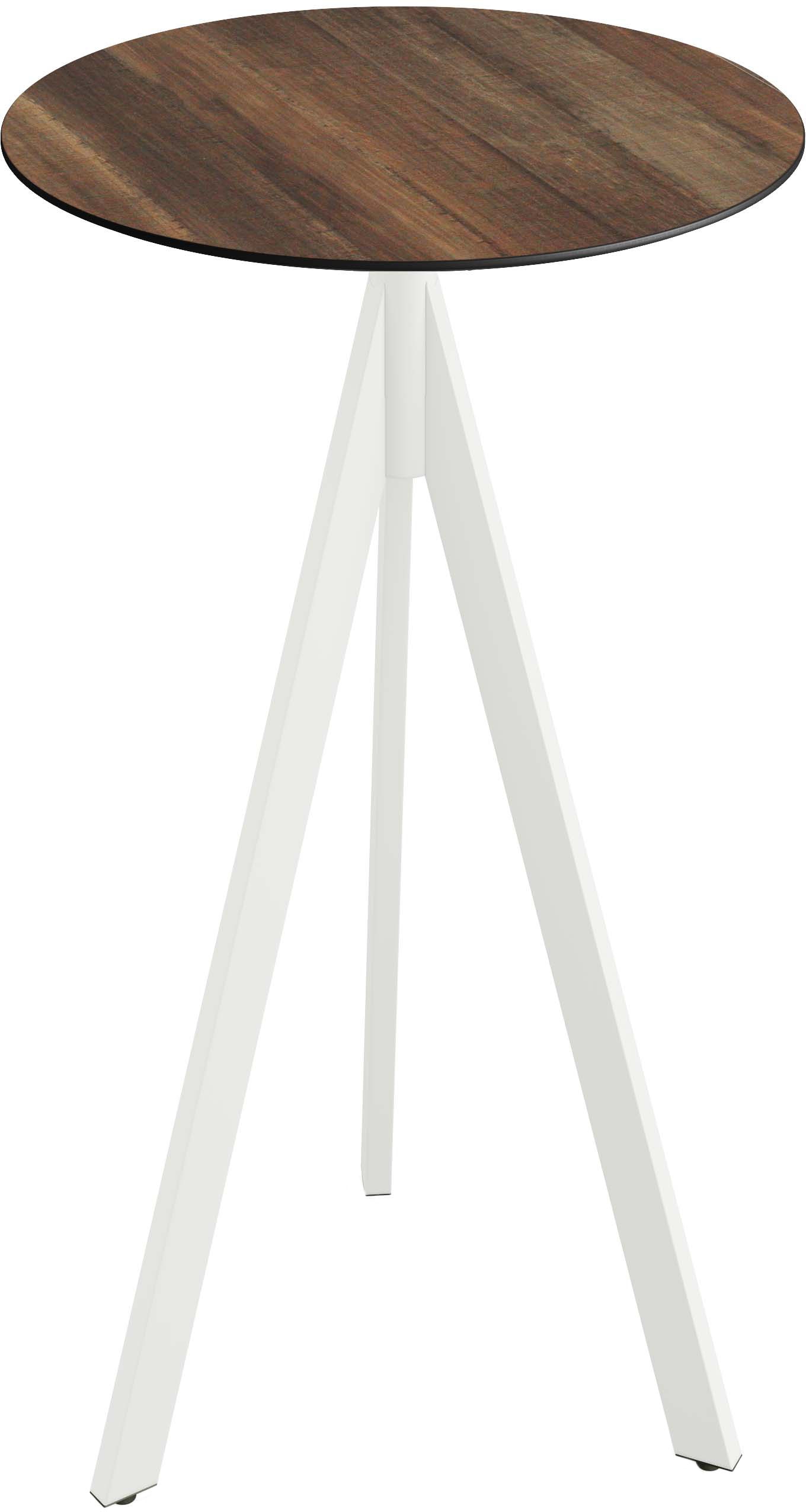 Klapptisch ESSENTIALS "Infinity", weiß (weiß, tropical wood, weiß), B:70cm H:110cm T:70cm, Pulverbeschichteter Stahl + HPL Tischplatte, Tische, in verschiedenen Ausführungen