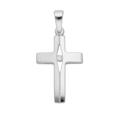 Kreuz-Anhänger ADELIA´S "Damen & Herren 925 Silber Kreuz Anhänger mit Zirkonia", silber, Schmuckanhänger, Damen, Silber 925 (Sterlingsilber), mit Zirkonia für Damen & Herren Image