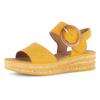 Keilsandalette GABOR, Damen, Gr. 39, gelb, Nubukleder, unifarben, modisch, Schuhe, Sommerschuh, Sandale, Keilabsatz, mit großer Zierschnalle