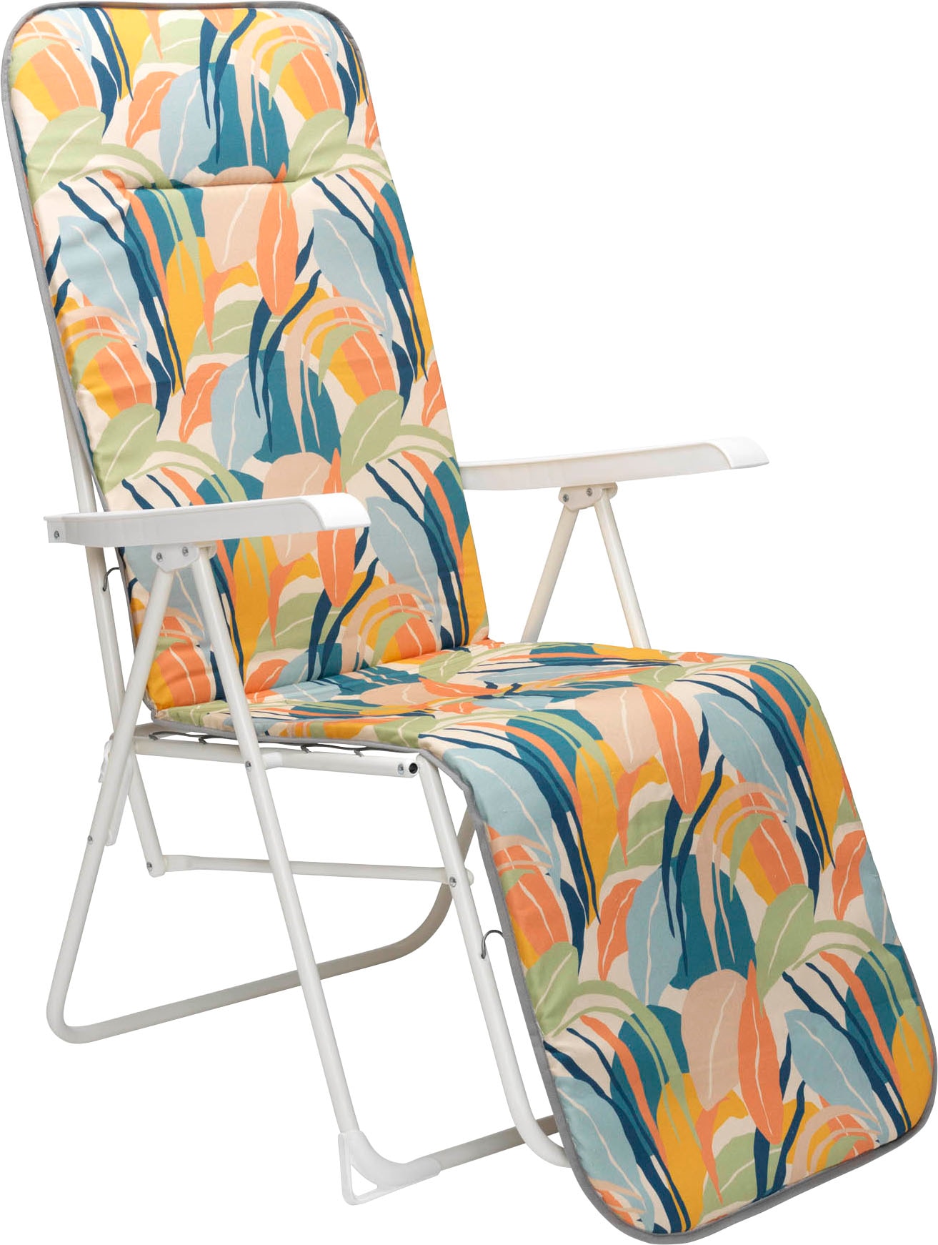 Hochlehner BEST "Chiemsee", bunt (tropical, weiß), B:58cm H:108cm T:75cm, Obermaterial: 100% Polyester, Stühle, robustes Stahlrohrgestell Image