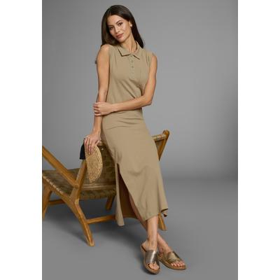 Sommerkleid LAURA SCOTT, Damen, Gr. 44, N-Gr, grün, Piquu00e9, Obermaterial: 95% Baumwolle, 5% Elasthan, unifarben, Basic, 7/8-Länge, Kleider, in weicher Piqué-Qualität mit Polo-Kragen - NEUE KOLLEKTION Image