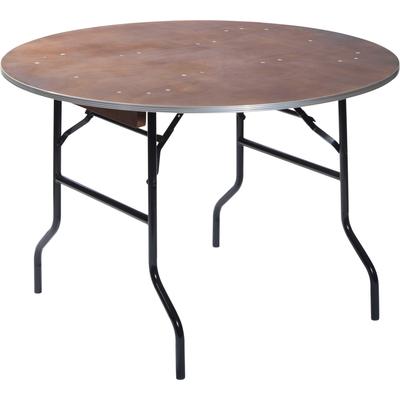 Klapptisch ESSENTIALS "Bankettisch/Klapptisch", schwarz (schwarz, holz), B:122cm H:76cm T:122cm, 13-lagige Sperrholzplatte 18mm mit Aluminium Kante + Stahl Gestell, Tische, Holz rund Image