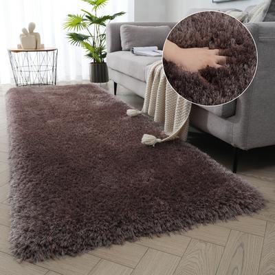 Hochflor-Läufer MY HOME "Micro exclusiv Teppich, sehr hoher Flor, weich durch Mikrofaser" Gr. 12, braun, B:80cm H:78mm L:250cm, Kunstfaser, Teppiche, weich, Microfaser, unifarben, Schlafzimmer, Wohnzimmer, Esszimmer Image