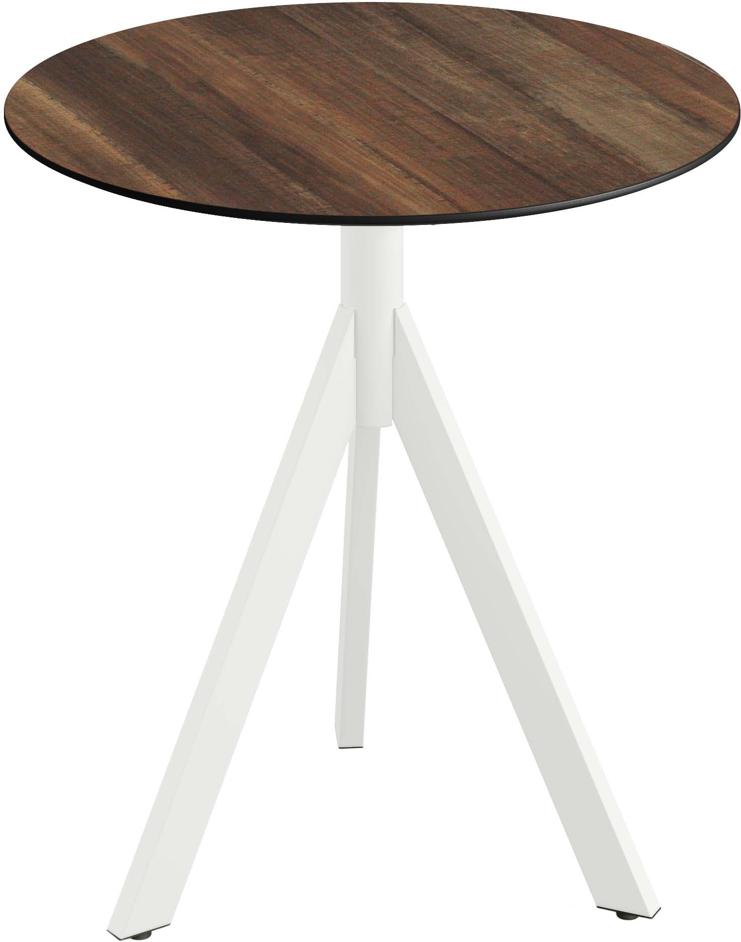 Klapptisch ESSENTIALS "Infinity", weiß (weiß, tropical wood, weiß), B:70cm H:74cm T:70cm, Pulverbeschichteter Stahl + HPL Tischplatte, Tische, in verschiedenen Ausführungen