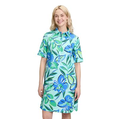 Hemdblusenkleid BETTY BARCLAY "Betty Barclay Hemdblusenkleid mit Aufdruck", Damen, Gr. 48, Normalgrößen, bunt (grün, blau), Obermaterial: 100% Baumwolle., modisch, figurumspielend kurz, Halbarm, Kleider, Form Image