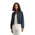 Kurzjacke MARC O'POLO "aus TENCEL™ Lyocell-Leinen-Mix", Damen, Gr. 42, muted blau, Obermaterial: 90% Lyocell, 10% Leinen; Füllung: 100% Nicht verfügbar; Futter: 100% Viskose, unifarben, casual, regular fit, Langarm elastischer Bund, Jacken