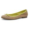 Ballerina TAMARIS, Damen, Gr. 41, beige (beige kombi), Ziegenveloursleder, Textil, modisch, Schuhe, Blockabsatz, Businessschuh, Schlupfschuh mit süßer Zierschleife