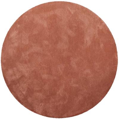 Teppich HOMIE LIVING "Pisa", braun (cognac), H:25mm Ø:200cm, Polyester, Teppiche, Hochflor, Microfaser, uni, weich, Shaggy, Wohnzimmer, Schlafzimmer Image