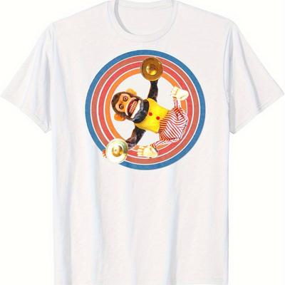 TEMU Cymbal Toy, Monkey With Cymbals Vintage Retro T-shirt, 180g Image