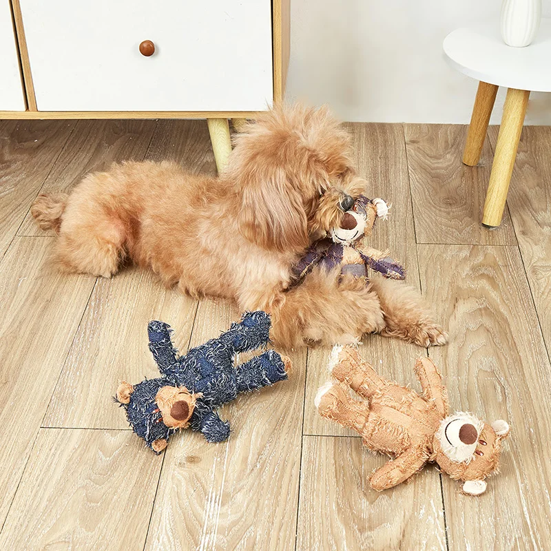 Haustier Teddybär Soundmaking Spielzeug Plüsch Interaktives Hundespielzeug Schleifen Reinigung Zähne Anti Biss Abreact Spielzeug Bär Haustiere Liefert Image