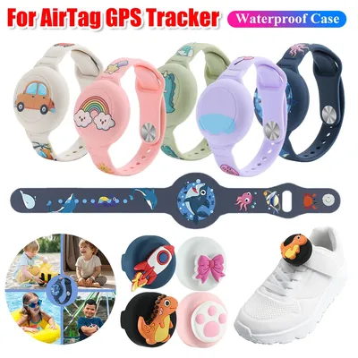 For Apple Airtag Holder Children Bracelet Airtags Case Straps Kids Cute Cartoon Watchband GPS Tracker Waterproof Silicone Holder