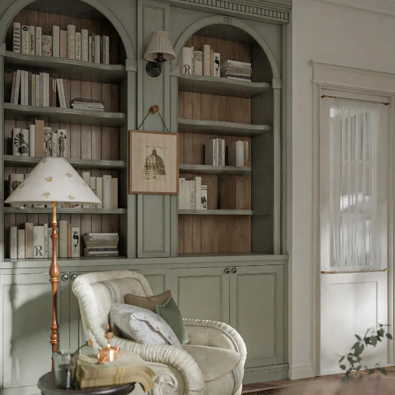 Gewölbtes Massivholz Bücherregal antike und alte römische Säule Bücherregal Luxus Kombination Vitrine