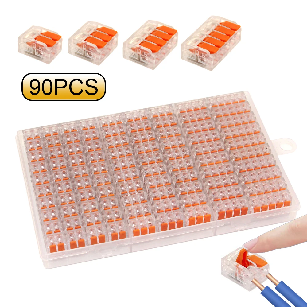 20/90 stücke Box Elektrische Hebel Draht Anschlüsse 2 Port 3 Port 5 Port Elektrische Kabel Klemme Mini Schnell Draht terminal Stecker Image