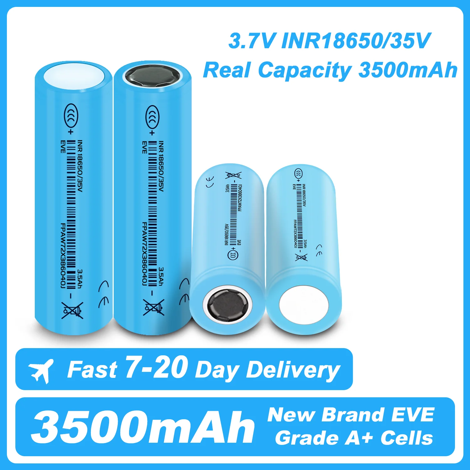 Neue 2025 18650 Lithiumbatterie 3500 mAh 3,7 V 10A INR18650 Echte Kapazität 3500 mAh Hochleistungs-Taschenlampe 18650 wiederaufladbare Batterien Image