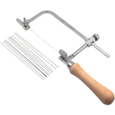 Tragbare verstellbare Rahmen-Säwbow-Stichsäge in U-Form mit 12-teiligem Sägeblatt für die Herstellung von Schmuck, DIY-Verarbeitung, Goldschmied-Werkzeug-Set