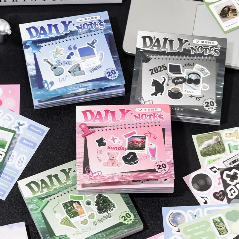 Mr Paper 20 Stück/Buch, tägliches Handbuch, quadratischer Absatz, Aufkleberbuch, koreanischer süßer Stil, DIY, kreatives Handbuch, Material, Kalenderkarte Image