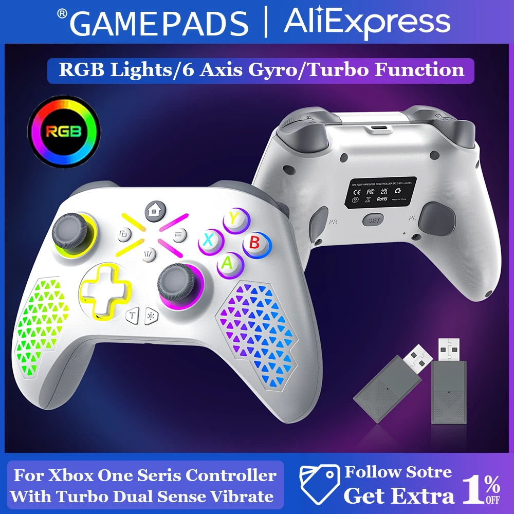 For Xbox One/Seris S/X/Pc Joystick Console Xbox Controller Dual Vibra With Six Axis Gyroscope Game Gamepad Built-In Battery