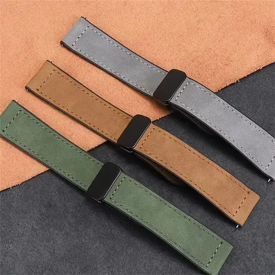 Leder-Silikonarmband für Samsung Galaxy Watch 4, 5, 6, 7, 40 mm/44 mm, Magnetband für Galaxy Watch 4/6 Classic 43 47 mm 42 46 mm