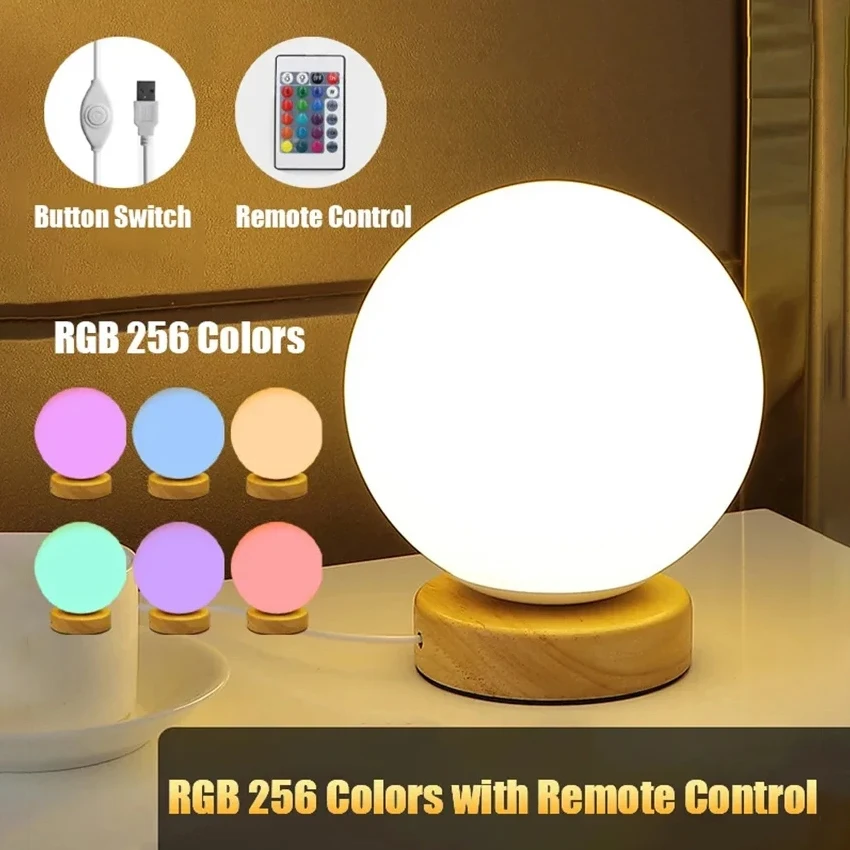RGB Farbwechsel LED Nachtlicht USB wiederaufladbare LED Tischlampe Nachttischlampe für Home Office Schlafzimmer Wohnzimmer Licht