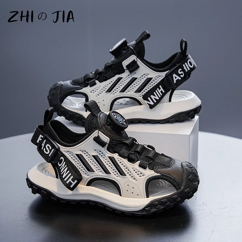 Sommer Neue Bequeme und Atmungsaktive Casual Schuhe Jungen Hohl Strand Sandalen Outdoor Rutschfeste Sportschuhe 28-39