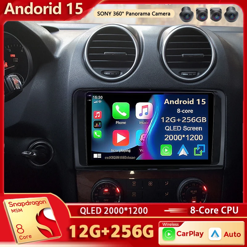 Android 15 Für Benz GL ML W164 ML350 ML500 X164 2005-2012 2K QLED Android Auto Radio multimedia Video Player GPS Stereo CarPlay Image