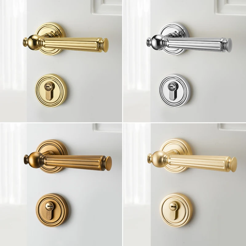 Schlafzimmer-Türschloss aus Holz, Retro-Split-Schloss mit leisem Griff im amerikanischen Stil