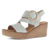 Keilsandalette GABOR, Damen, Gr. 39, grün (hellkhaki), Veloursleder, unifarben, feminin, Schuhe, Sommerschuh, Riemchensandale mit Best Fitting-Ausstattung, Topseller