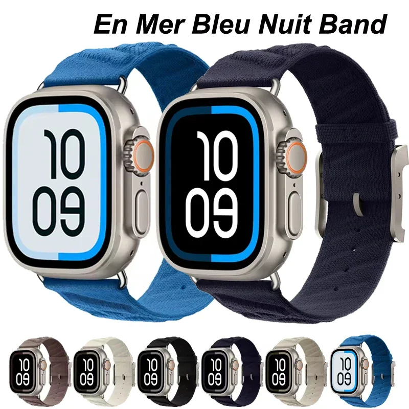Nylonarmband für Apple Watch Ultra 2 49 mm En Mer Band Bleu Nuit für iWatch Serie 10 46 mm 42 mm 38 40 41 mm 9 8 7 SE 44 mm 45 mm Band Image