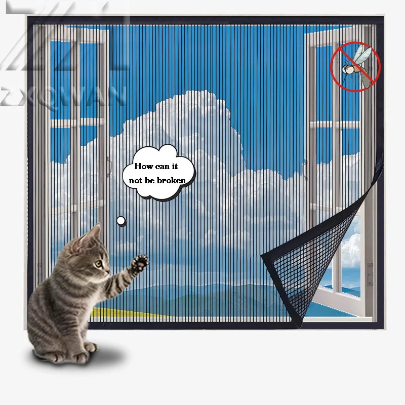 Sommer-Mückenschutzfensterrollo für den Heimgebrauch, ohne Bohren, kratzfest gegen Katzen, hochwertiges Diamantnetz, anpassbares Moskitonetz