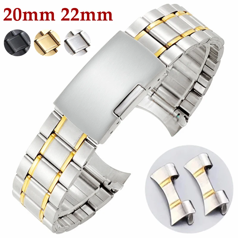 20mm 22mm Hochwertiges Metall Edelstahl Uhrenarmband Gebogenes Metallende Armband Armband Uhrenzubehör Image