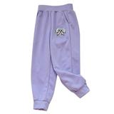 Cotton Baby Days Girls Plus Size Sweatpants Fall Winter Cute Print Elastic Waisted Wide Leg Workout Jogger Pants for Gifts Purple 5 Years