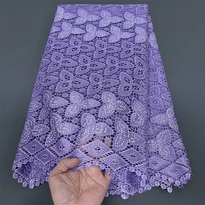 Latest African Embroidery Lace Fabric,Cotton Fabric Per Meter,Sequin,Water Soluble,Wedding