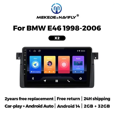 Navifly＆MEKEDE Wireless Carplay Car Radio For BMW E46 M3 318/320/325/330/335 1998 - 2006 Multimedia