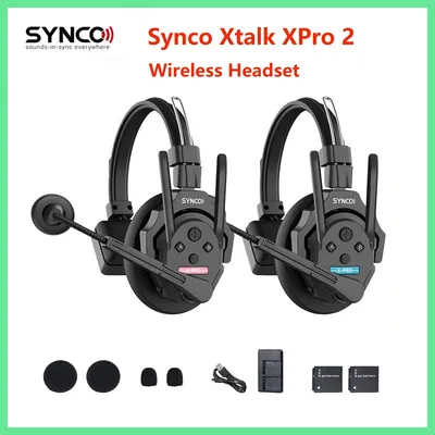 Synco Xtalk XPro 2 Full Duplex Wireless Intercom Headset System 2-Person Team,500m Operating Range