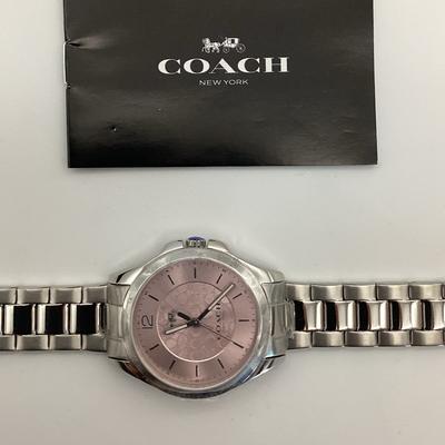 Coach Accessories | Coach Libby Silver W/ Pink “C” Insignia Watch | Color: Pink/Silver | Size: Os