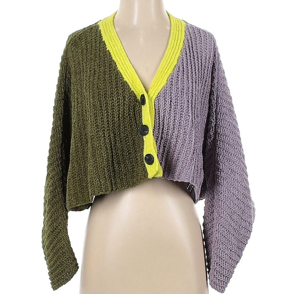 Urban Outfitters Sweaters | Colorblock Button-Up Women Sweater | Color: Green/Purple | Size: Xs